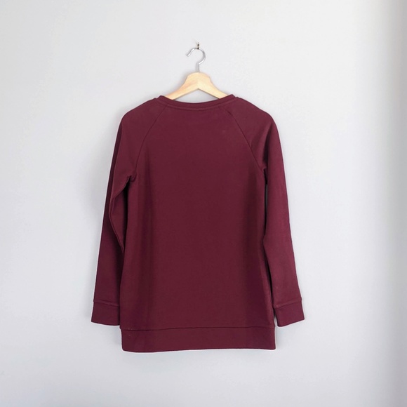 NWOT Lolë burgundy cotton blend crewneck sweatshirt with zipper, size XS - Picture 5 of 8
